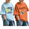 Camiseta de Manga Corta para Niños 2026 Nueva Moda de Verano Top Estampado Elegante para Niños Mayores, Camiseta Básica de Algodón Puro de Corte Holgado
