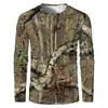 Camiseta Casual Unissex de Manga Longa com Estampa de Floresta Camuflada 3D - Nova, Transfronteiriça, Direto do Fabricante
