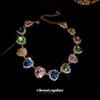 Collar de Amor Diamante Dopamina Colorido Lujo Ligero Estilo Dulce Cool Colgante de Moda Cadena Clavícula Aretes de Moda Combinables para Mujer
