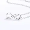 Productos Nuevos Transfronterizos Simple Tejido Amor Símbolo Infinito en Forma de 8 Collar para Clavícula de Plata de Ley 925 Joyería Simple para Mujer