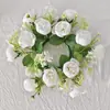 Corona de Velas de Rosas Té, Gypsophila y Hierba Pequeña de Venta Caliente Transfronteriza, Decoración de Mesa para Fiestas, Arreglo de Mesa, Accesorios para Fotografía