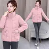 Jaqueta Curta de Algodão da Mamãe para Mulheres, Novo Casaco de Algodão Estiloso de Inverno com Gola Alta, Roupa Externa de Algodão Quente e Estilosa