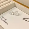 Brincos de Flor Plissada com Micro Embellishments Exquisitos, Moda Retrô, Brincos de Nicho, Luxo Leve, Brincos de Alta Qualidade, Atacado para Mulheres