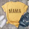 Camiseta de manga corta para mujer con estampado de leopardo, letra MAMA, Día de la Madre, popular en la calle europea y americana