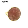 WT-R513 Anillo redondo de color retro chino con piedras preciosas chapado en oro de 18 quilates Anillo para mujer de cristal rosa lapislázuli