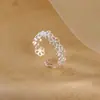 Anel de flor simples em prata de lei 925 anel aberto feminino design de nicho de luxo leve anel para dedo indicador anel de cauda joia de prata para pé