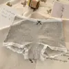Roupa Íntima de Algodão Puro Cinza para Meninas Cuecas Boxer Femininas de Cintura Média Sem Costura Amigável à Pele Macias Altamente Elásticas Sem Apertar Renda
