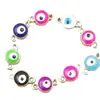 Plástico K Oro Doble Colgante Simple Colgante Redondo Azul Turquesa Godma Ojo del Diablo Conector de Pulsera