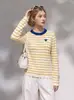 Bordado Listrado Manga Longa Tricô Novo Estilo Roupa Externa Proteção Solar Cardigã Moda Solto Fino Top Outono Inicial 7894