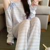Pijama Feminino 2026 Outono Manga Longa Tamanho Grande Cardigan Solto Roupa Externa Feminina Conjunto de Roupas para Casa Pode Ser Usado Fora