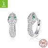 Aretes de plata con charm original serpiente espiritual de plata esterlina color misterioso aretes de plata S925 con diamante SCE922
