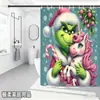 Bestseller transfronterizo de Amazon: Cortina de ducha verde del Grinch, cortina de ducha impermeable de pongee con estampado digital de dibujos animados