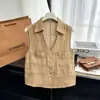 Colete sem mangas com decote em V estilo Old Money para mulheres, Nova Moda Verão 2026, Top Versátil Emagrecedor High-End Tendência