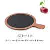 Anillo negro de melamina flor olla caliente plato para barbacoa pizarra rectangular plato plano plástico imitación porcelana plato con mango para sushi sashimi