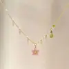Colar Exquisito Estilo Fada da Valsa Rosa com Design de Nicho de Luxo Leve, Versátil e Valorizador, Adequado para Todos os Tipos de Pele