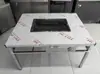 Mesa de Barbacoa Comercial sin Humo, Parrilla de Barbacoa de Autoservicio, Pierna de Cordero a la Parrilla de Carbón, Mesa de Barbacoa Exterior de Acero Inoxidable
