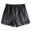 Pantalones Casuales Rectos Versátiles de Otoño e Invierno para Mujer, Shorts Anchos Holgados Petite, Shorts Botineros de Cuero PU Color Café de Cintura Alta Elásticos