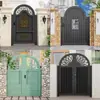 Portão de Jardim de Ferro Forjado Liga de Alumínio Portão de Pátio de Villa Cerca de Campo Jardim Aço Inoxidável Simples e Duplo Arco Externo