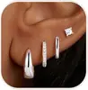 Conjunto de Brincos Europeus e Americanos de Luxo Leve com Zircônia, Presilhas de Orelha Full Diamond Personalizadas e da Moda, Conjunto de Quatro Peças de Brincos de Alta Qualidade para Mulheres