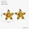 Brincos Europeus e Americanos de Aço Titânio Antidescoloração para Mulheres, Brincos Flor Pérola com Design de Nicho Dourado, Luxo Acessível e Brincos de Alta Qualidade