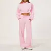 Conjunto de sudadera de estilo europeo y americano para otoño/invierno para mujer, casual y de corte holgado, diseño deportivo, cárdigan con cremallera, grueso y cálido, conjunto de dos piezas