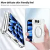 Adequado para iPhone 18 Duo, Capa de Celular com Suporte Magnético Rotativo 360 Graus, Dobrável, Fosca, Transparente, Sensação Similar à Pele