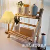 Prateleira de Armazenamento de Mesa Minimalista Tendência Madeira Maciça Simples Mesa Quarto Dormitório Armazenamento Dobrável de Camada Dupla
