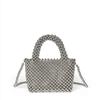 24 Outono Nova Bolsa de Pérolas Prata Metal Pesado Qualidade Bolsa Feminina Bolsa de Contas Bolsa Feita à Mão Bolsa de Mão Bolsa Crossbody