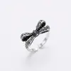 Anillo Vintage de Plata Tailandesa con Lazo Tridimensional para Mujer, Nudo de Cinta, Anillo Dulce y Elegante Estilo Dama Rica para Mujer