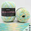 Cor 3 fios algodão leite cor tingimento segmentado gradiente bebê boneca de bebê lã tricotado à mão diy material bolsa