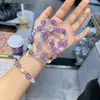 Pulseira Original de Cristal Natural para Mulheres, Joia Pulseira Estilo Fresco Cubo de Açúcar, Ametista para Sorte do Signo do Zodíaco Feminino