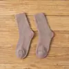 Calcetines Gruesos Cálidos de Felpa para Mujer, Calcetines de Rizo con Forro de Felpa, Calcetines de Color Sólido hasta la Pantorrilla para el Hogar, Calcetines de Rizo de Lana de Conejo para Mujer