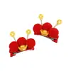 Nova Presilha de Cabelo com Bola de Pelúcia e Franja Estilo Chinês para Meninas, Doce e Festiva, Alto Apelo Estético, Acessório de Cabelo com Atmosfera de Ano Novo