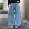 Jeans azules lavados y desgastados de estilo americano de marca de moda para hombre, nuevo modelo de otoño 2026, pantalones anchos rectos holgados, al por mayor