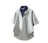 Camiseta de manga corta con cuello para hombre, ropa de verano 2026 nueva y moderna, ajuste ceñido, elegante camisa POLO, top de manga corta para hombre