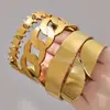 Pulseira de Fivela Triângulo com Rebite em Aço Inoxidável, Conjunto de Pulseiras Largas Exageradas Estilo Ins, Banhado a Ouro 18K Real, Joias Europeias e Americanas