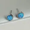 Pendientes de botón redondos de ópalo azul platino europeos y americanos moda de comercio electrónico transfronterizo pendientes versátiles joyería simple personalizada para parejas