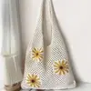 Bolso de Hombro Tejido para Viajes de Vacaciones, Bolso de Mano Retro de Malla Hueca, Bolso Simple Tejido