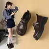 Sapatos Femininos ZHR com Salto Grosso e Decote Profundo 2026 Outono Novo Versátil Aumentador de Altura Slip-On Pequenos Sapatos de Couro para Mulheres Baixas