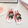 Calcetines japoneses de dibujos animados para mujer, de algodón peinado, estilo náutico, bonitos, con dibujos, cortos y con bordes cruzados.