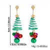 Aretes de campana de árbol de Navidad en espiral verde fresco estilo bosque, aretes colgantes festivos de borla y cuentas para fiesta, acogedores para mujer