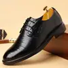 Zapatos de cuero para hombre marca Dragonfly, zapatos casuales para hombre de suela blanda, con cordones, zapatos negros de vestir para el trabajo