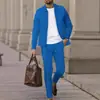 Chaqueta de hombre de color liso transfronteriza para primavera y otoño, textura gofrada, bolsillos con cremallera, cuello camisero, conjunto de chaqueta cárdigan de corte entallado para hombre