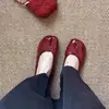 Versão em Couro Bovino, Sapatos Rasos de Bico Duplo de Couro de Alta Qualidade com Solado Plano, Sapatos Mary Jane de Solado Macio, Lindos Sapatinhos de Couro para Mulheres