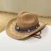 Viaje de Verano Sanya Sombrilla Sombrero de Paja Estilo Étnico para Mujer Sombrero de Playa para Vacaciones Retro Británico Panama Jazz Sombrero Tendencia