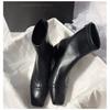 Botines Blancos de Tacón Alto para Mujer, Nuevo Estilo Otoño e Invierno 2025, Tacón Grueso, Estilo Francés, Botines Elegantes, Punta Cuadrada, Botas Ajustadas Elásticas
