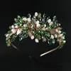 Accesorios para el Cabello de Novia Dorados con Hojas y Perlas Marquise de Nuevo Estilo Transfronterizos Venta al por Mayor Horquillas de Colores Estilo Bosque Diadema de Cristal
