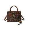 Bolsa feminina popular na Internet, nova bolsa de ombro de leopardo da moda de 2024, estilo ocidental simples, transversal, pequena bolsa quadrada