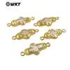 Wt-Pc018 Pequeño y Exquisito Colgante Conector con Forma de Cruz de Perla Natural de Agua Dulce Chapado en Oro de 18 Quilates Accesorio de Joyería