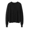 Cárdigan de cachemira con cuello redondo 2026 Otoño/Invierno Nuevo Estilo Hombro de sastre para mujer Capa base Estilo versátil Elegante Top de un solo botón